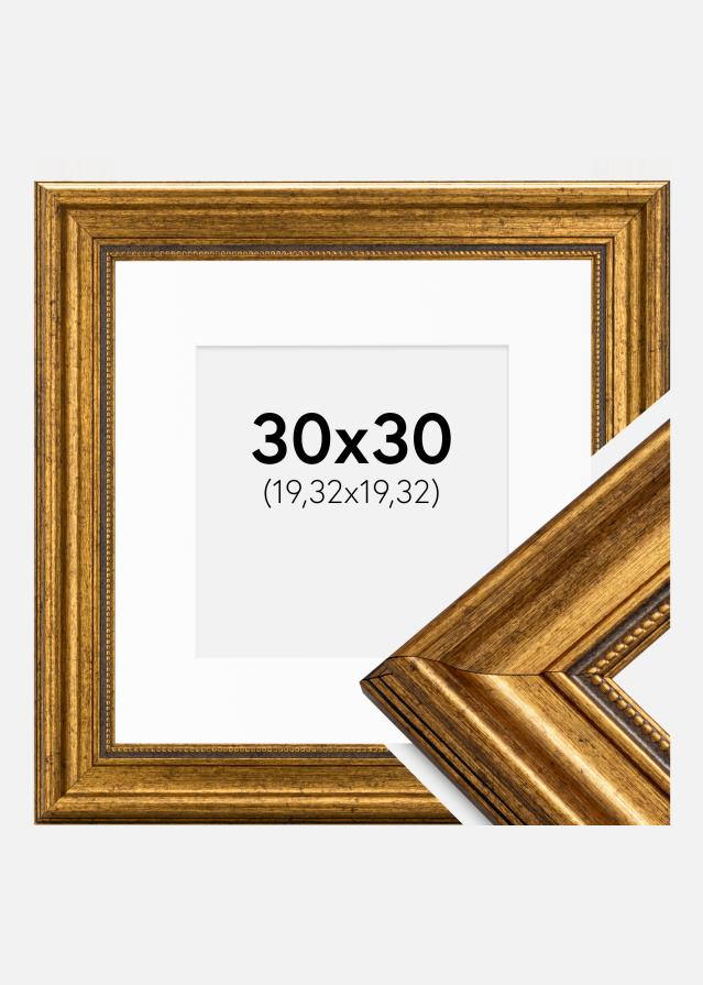 Cadre Rococo Or 30x30 cm - Passe-partout Blanc 8x8 pouces