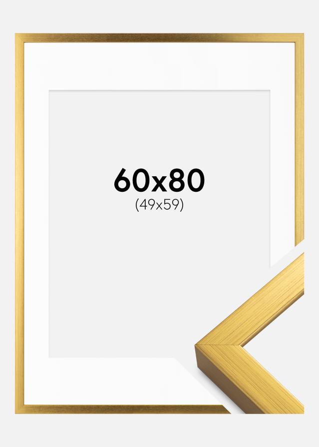 Cadre Falun Or 60x80 cm - Passe-partout Blanc 50x60 cm