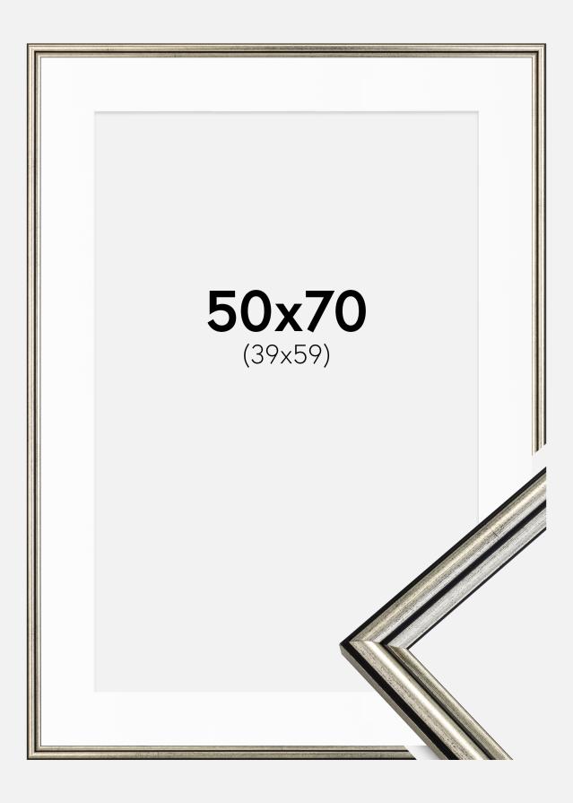 Cadre Horndal Argent 50x70 cm - Passe-partout Blanc 40x60 cm