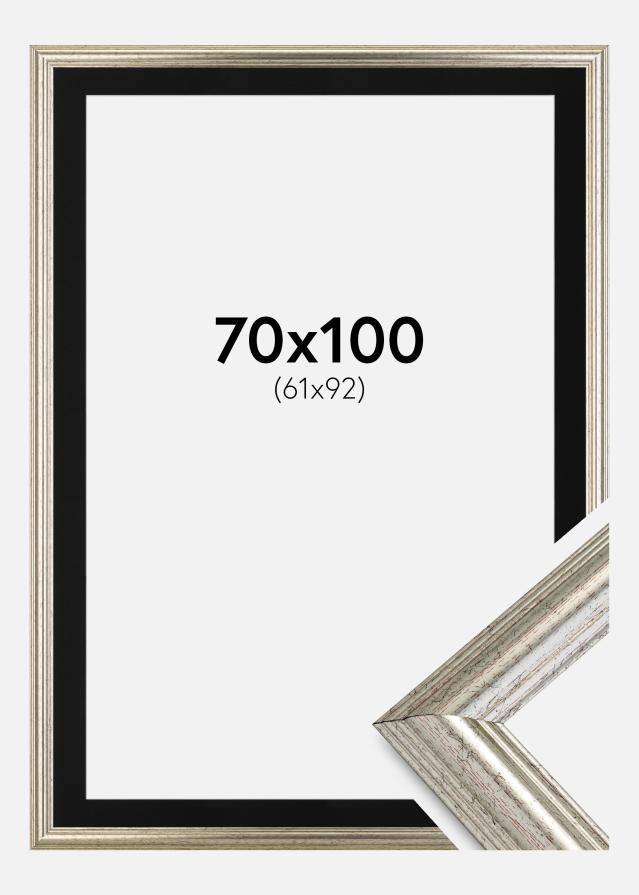 Cadre Västkusten Argent 70x100 cm - Passe-partout Noir 62x93 cm