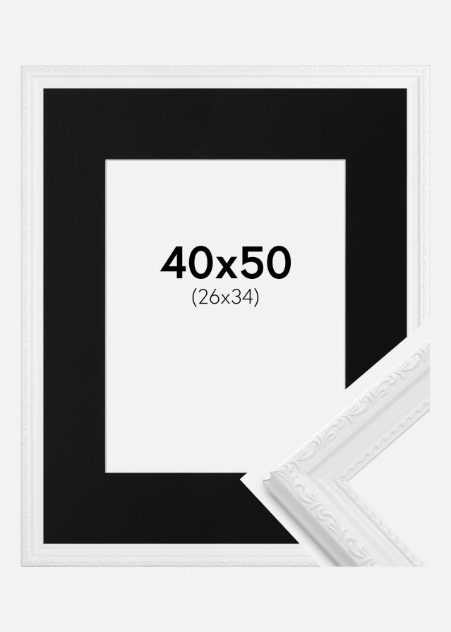 Cadre Abisko Blanc 40x50 cm - Passe-partout Noir 27x35 cm
