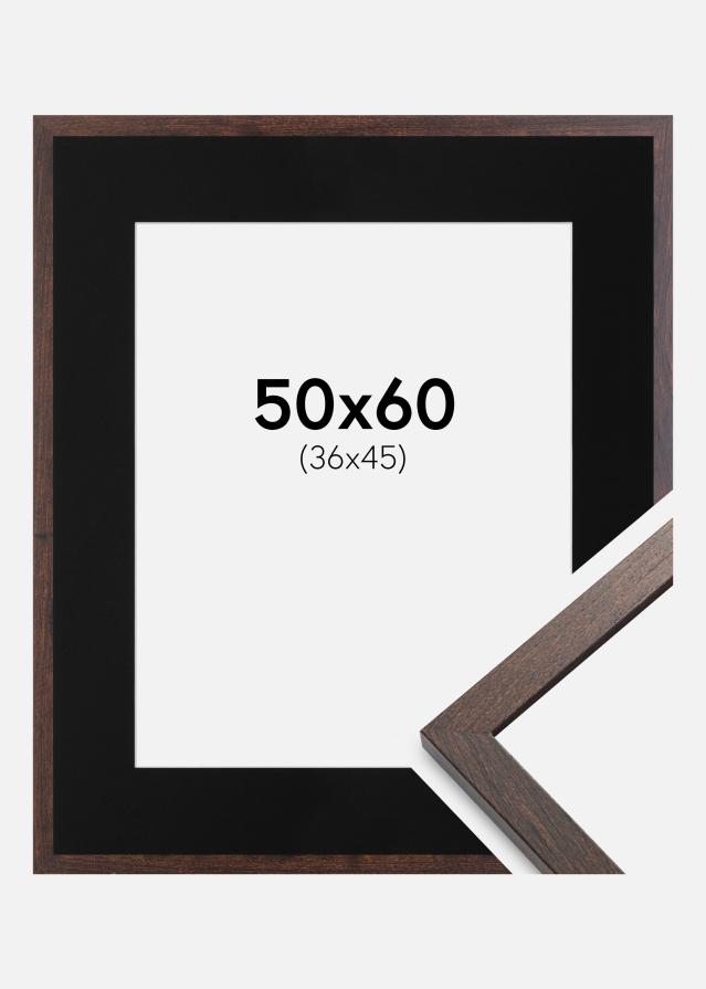 Cadre Trendy Noyer 50x60 cm - Passe-partout Noir 37x46 cm