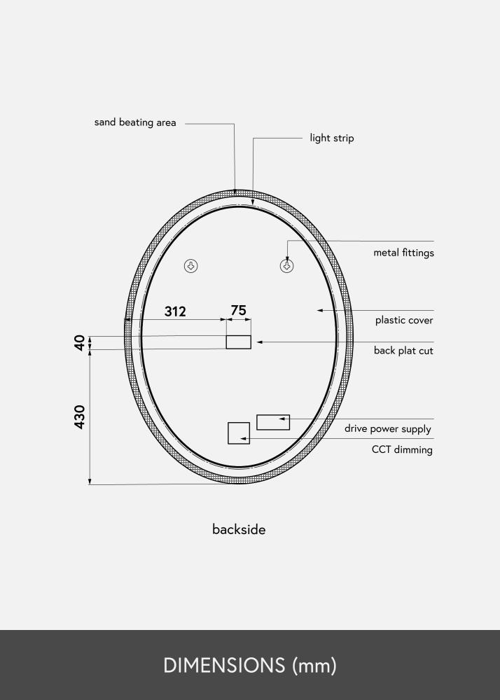 KAILA Miroir Oval LED 70x90 cm