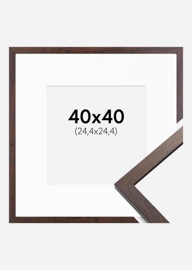 Cadre Trendy Noyer 40x40 cm - Passe-partout Blanc 10x10 pouces