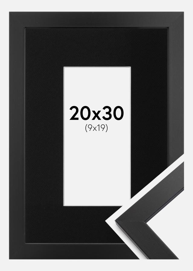 Cadre Black Wood 20x30 cm - Passe-partout Noir 10x20 cm