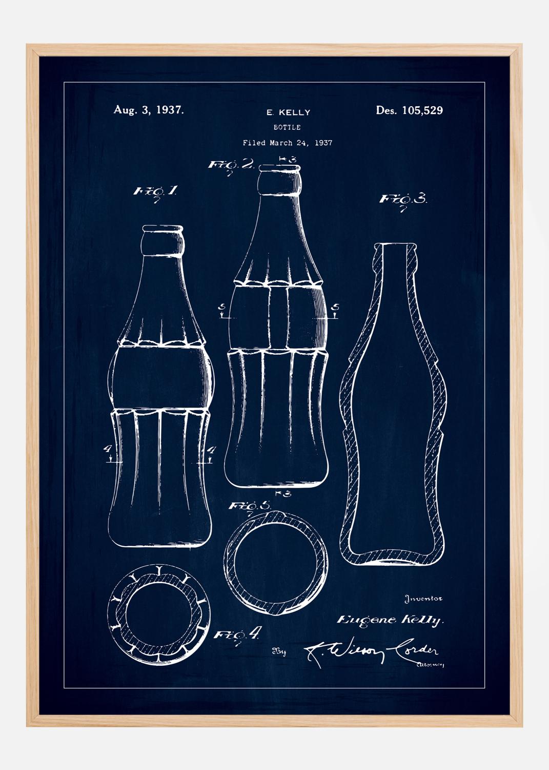Product Image for Dessin de brevet - Bouteille Coca Cola - Bleu Poster (21x29,7 cm (A4))