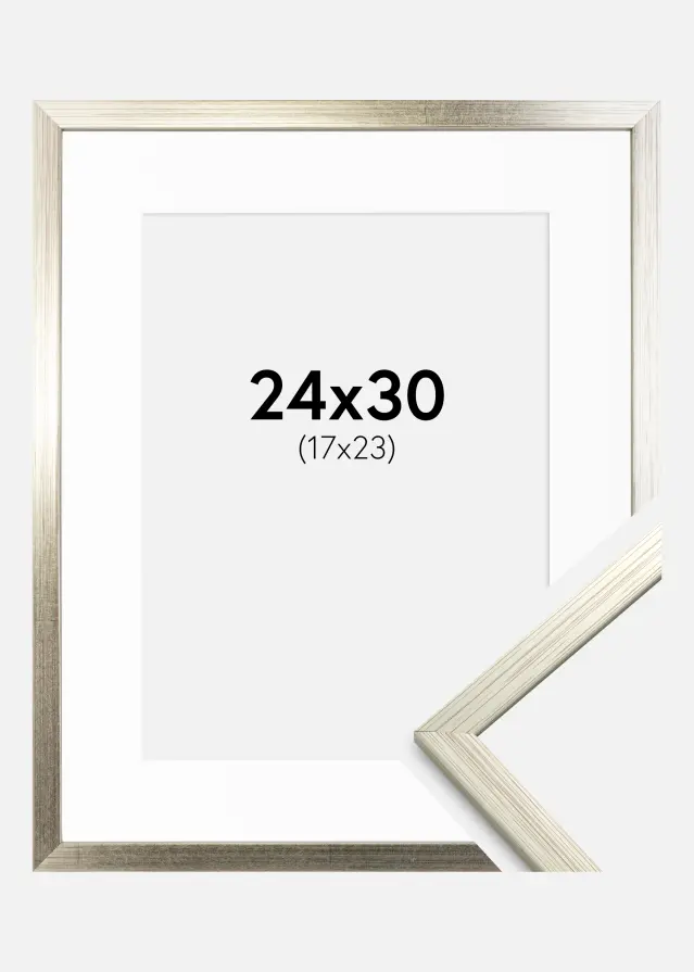 Cadre Edsbyn Argent 24x30 cm - Passe-partout Blanc 18x24 cm