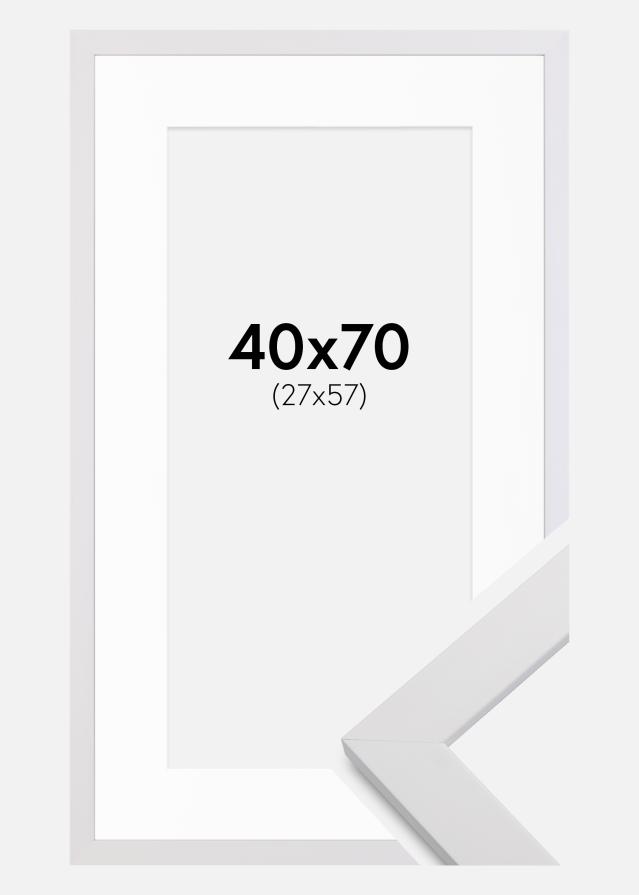 Cadre White Wood 40x70 cm - Passe-partout Blanc 28x58 cm