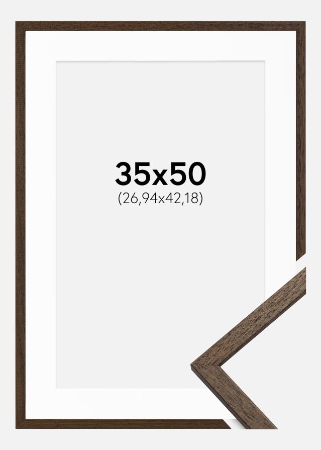 Cadre Edsbyn Noyer 35x50 cm - Passe-partout Blanc 11x17 pouces