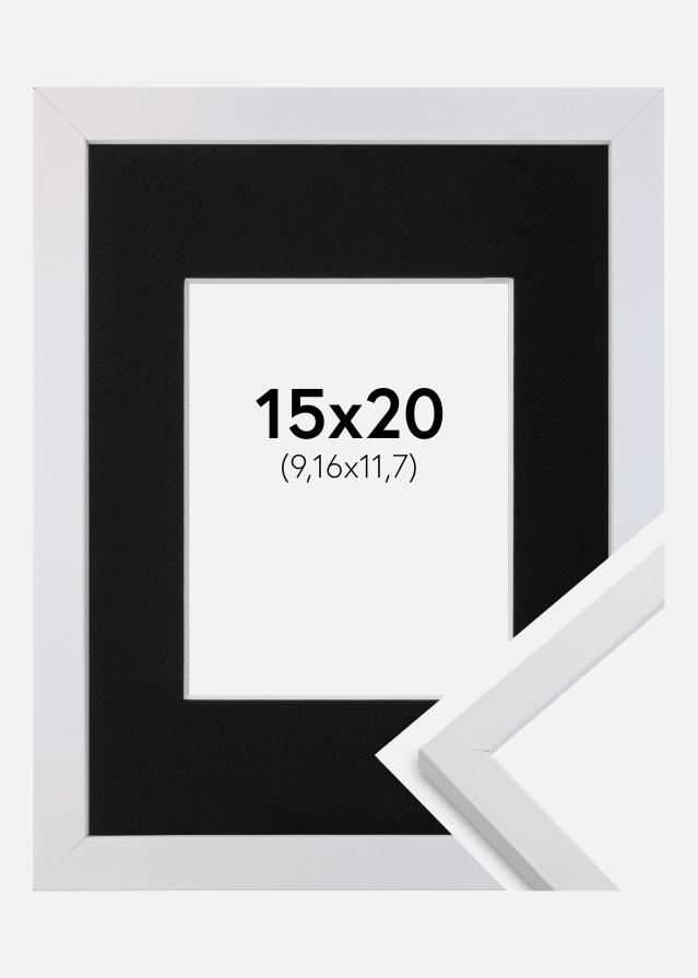 Cadre Trendy Blanc 15x20 cm - Passe-partout Noir 4x5 pouces