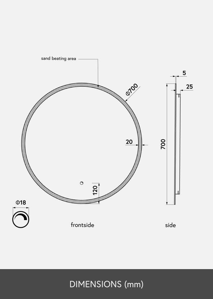 KAILA Miroir Frost LED diamètre 70 cm