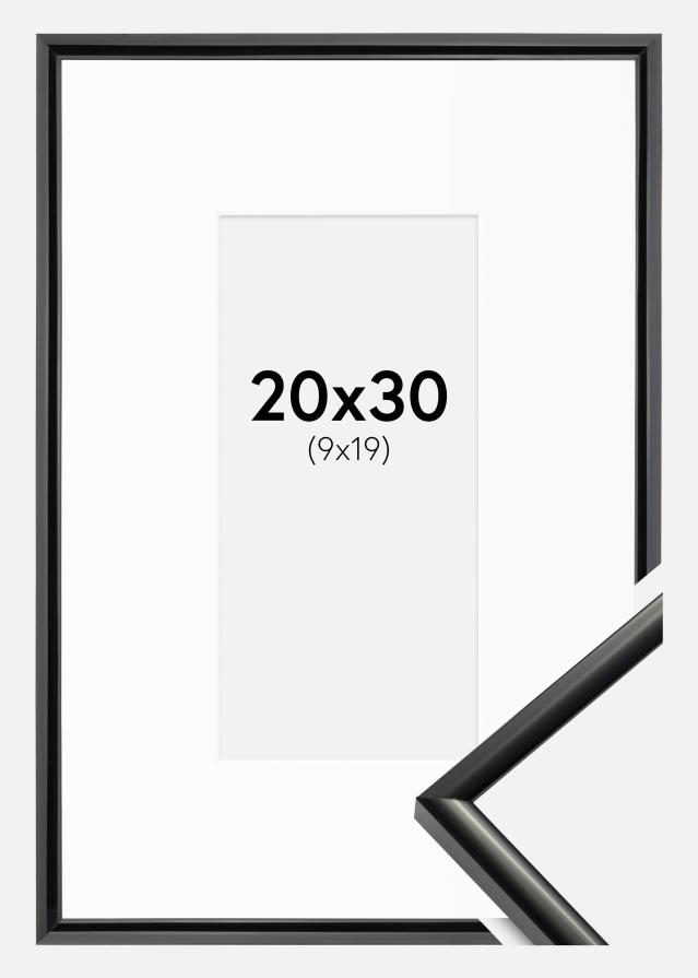 Cadre New Lifestyle Noir 20x30 cm - Passe-partout Blanc 10x20 cm