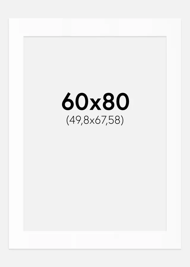 Passe-partout Blanc Standard (noyau blanc) 60x80 cm (49,8x67,58)