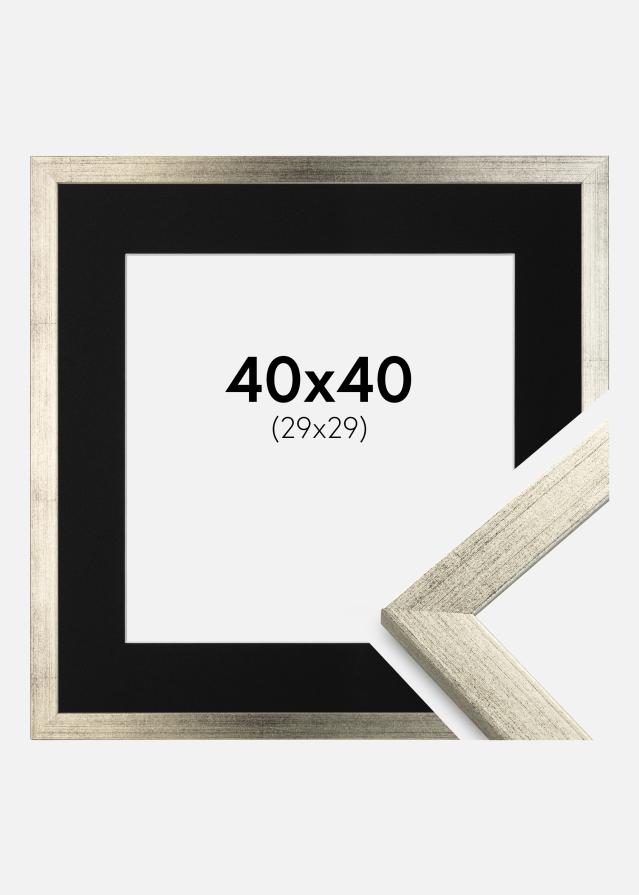 Cadre Stilren Argent 40x40 cm - Passe-partout Noir 30x30 cm