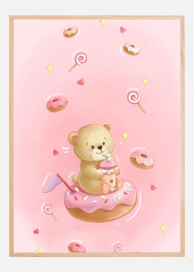 Teddy Bear and Donut cake Poster