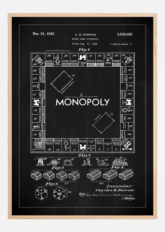 Dessin de brevet - Monopoly I - Noir Poster