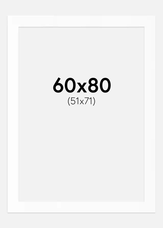 Passe-partout Blanc Standard (noyau blanc) 60x80 cm (51x71)