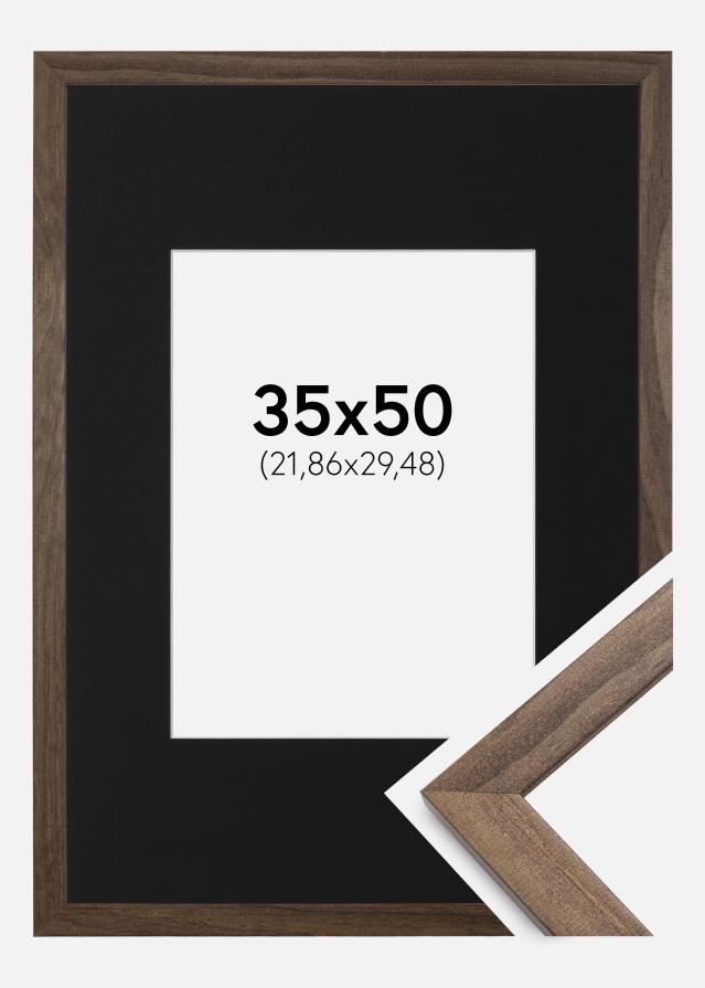 Cadre Stilren Noyer 35x50 cm - Passe-partout Noir 9x12 pouces (22,86x30,48 cm)