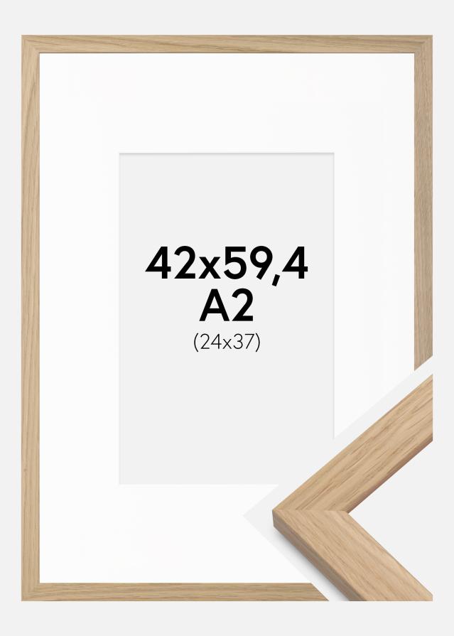 Cadre Oak Wood 42x59,4 cm (A2) - Passe-partout Blanc 25x38 cm