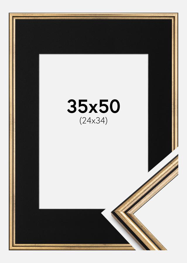 Cadre Horndal Or 35x50 cm - Passe-partout Noir 25x35 cm