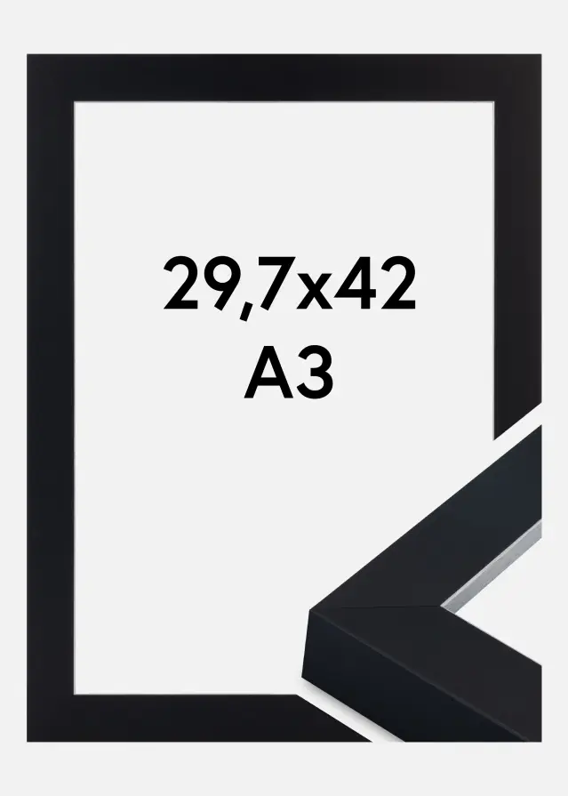 Cadre Sussex Verre Acrylique Noir/Argent 29,7x42 cm (A3)