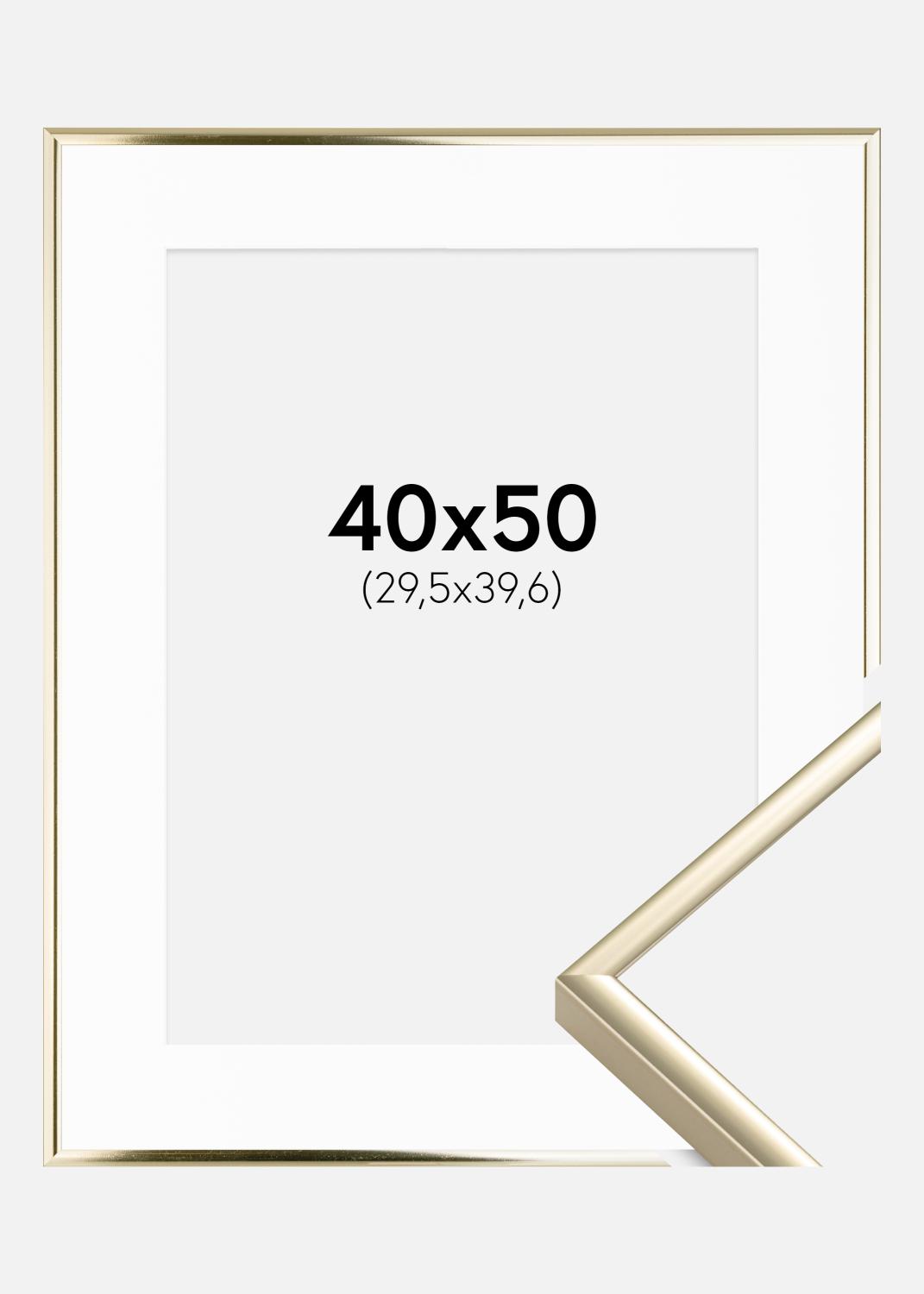 Product Image for Cadre Aluminium Brillant Or 40x50 cm - Passe-partout Blanc 12x16 pouces