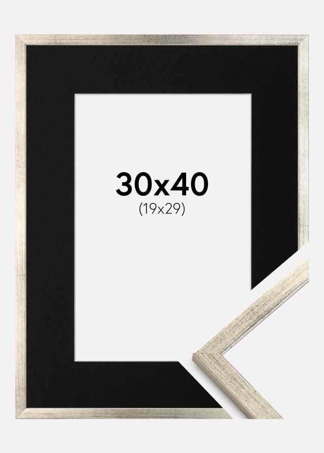 Cadre Galant Argent 30x40 cm - Passe-partout Noir 20x30 cm