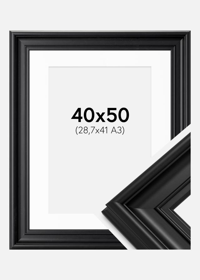 Cadre Mora Premium Noir 40x50 cm - Passe-partout Blanc 29,7x42 cm (A3)