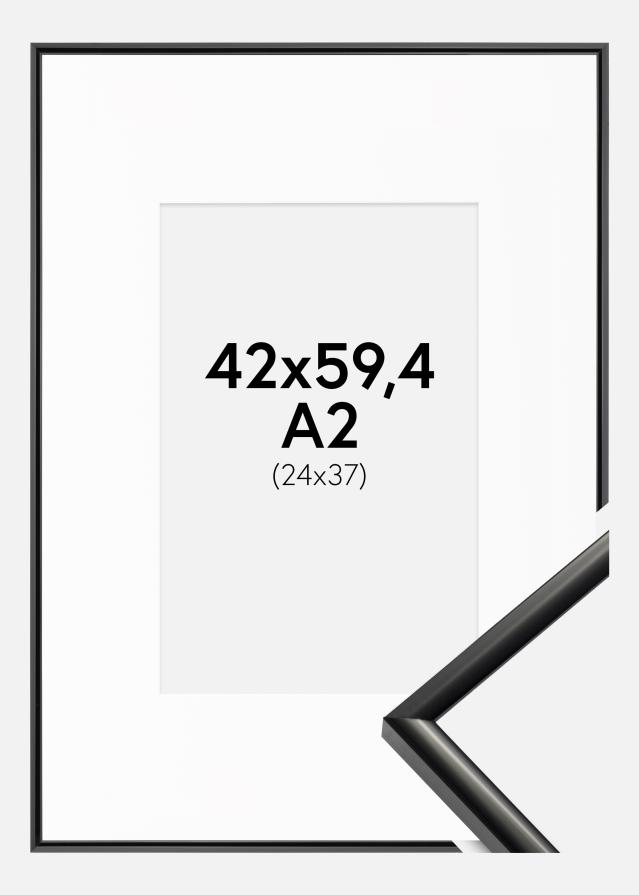 Cadre New Lifestyle Noir 42x59,4 cm (A2) - Passe-partout Blanc 25x38 cm