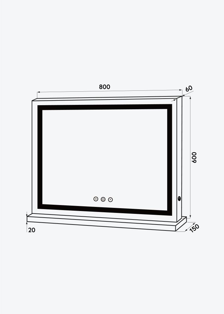 KAILA Miroir de maquillage Base Horisontal LED Blanc 80x60 cm