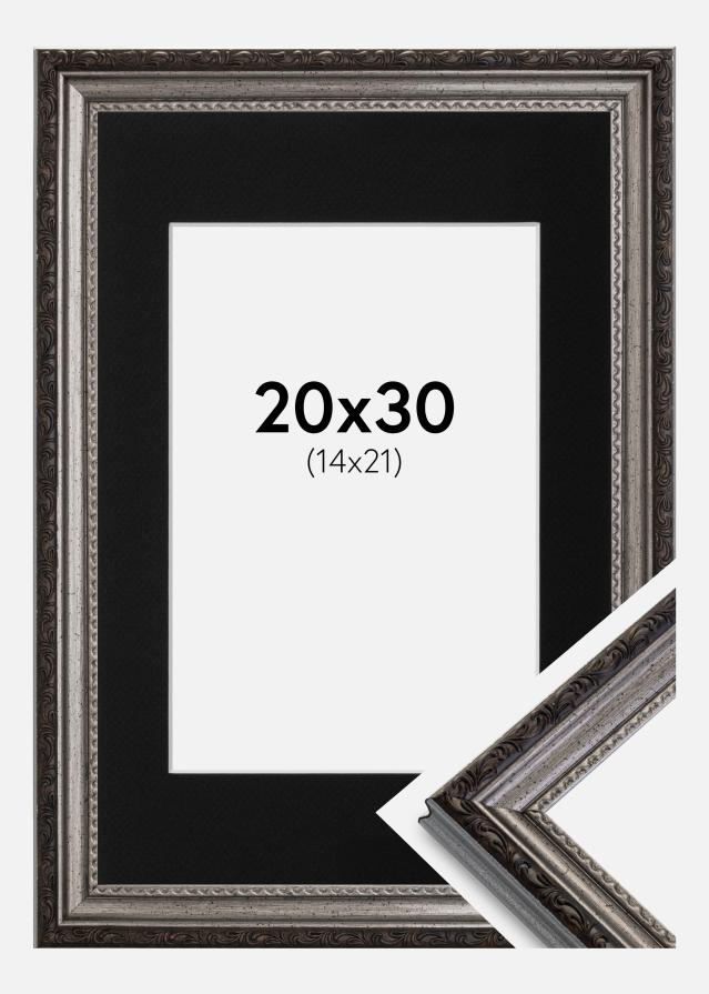 Cadre Abisko Argent 20x30 cm - Passe-partout Noir 15x22 cm