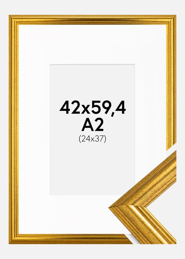 Cadre Västkusten Or 42x59,4 cm (A2) - Passe-partout Blanc 25x38 cm