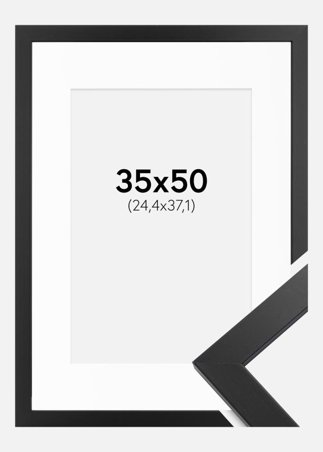 Cadre Black Wood 35x50 cm - Passe-partout Blanc 10x15 pouces