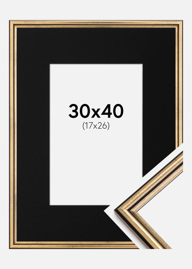 Cadre Horndal Or 30x40 cm - Passe-partout Noir 18x27 cm