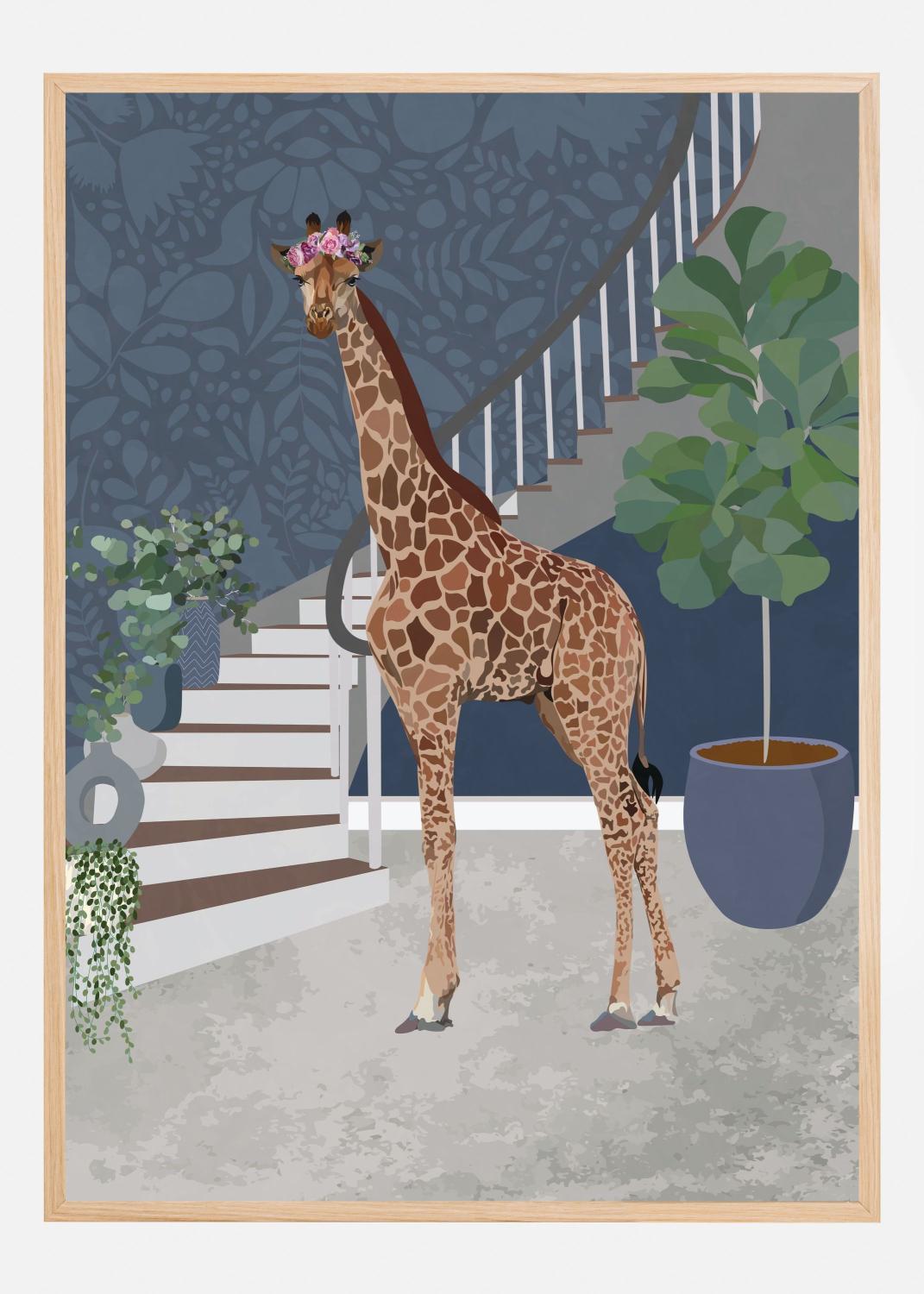 Product Image for Giraffe by the stairs Poster (30x40 cm)