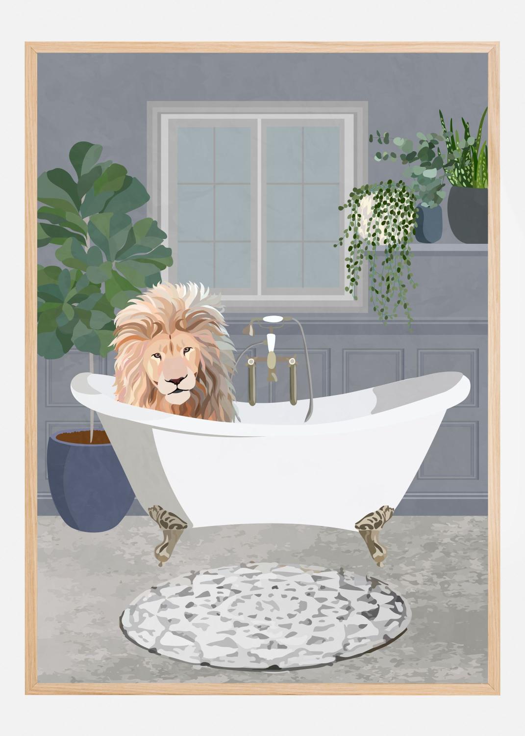 Product Image for Lion takes a bath Poster (40x60 cm)