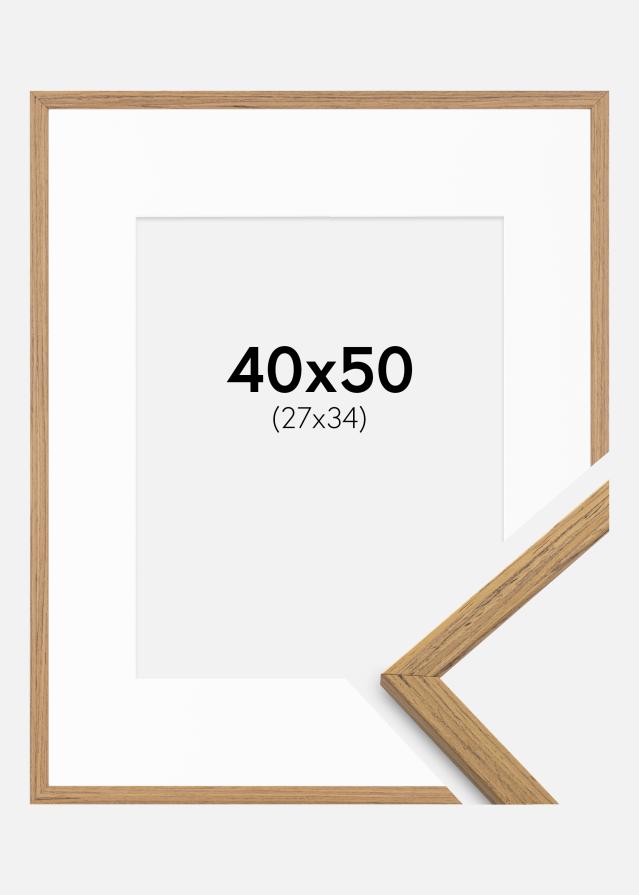 Cadre Edsbyn Teck 40x50 cm - Passe-partout Blanc 28x35 cm
