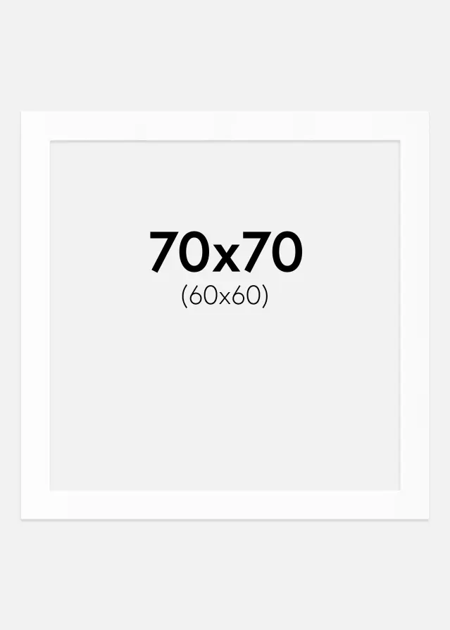 Passe-partout Blanc Standard (noyau blanc) 70x70 cm (60x60)