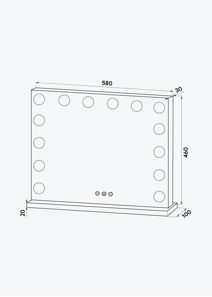 KAILA Miroir de maquillage Base LED 14 Argent 56x46 cm