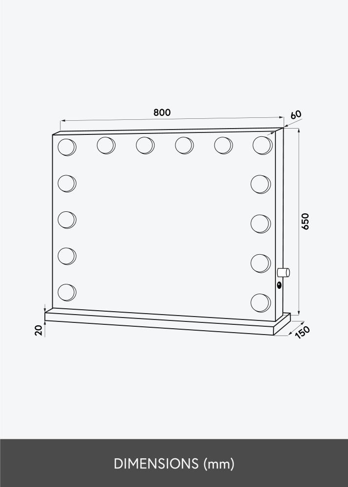 KAILA Miroir de maquillage Hollywood Edge 14 E27 Or rosé 80x65 cm