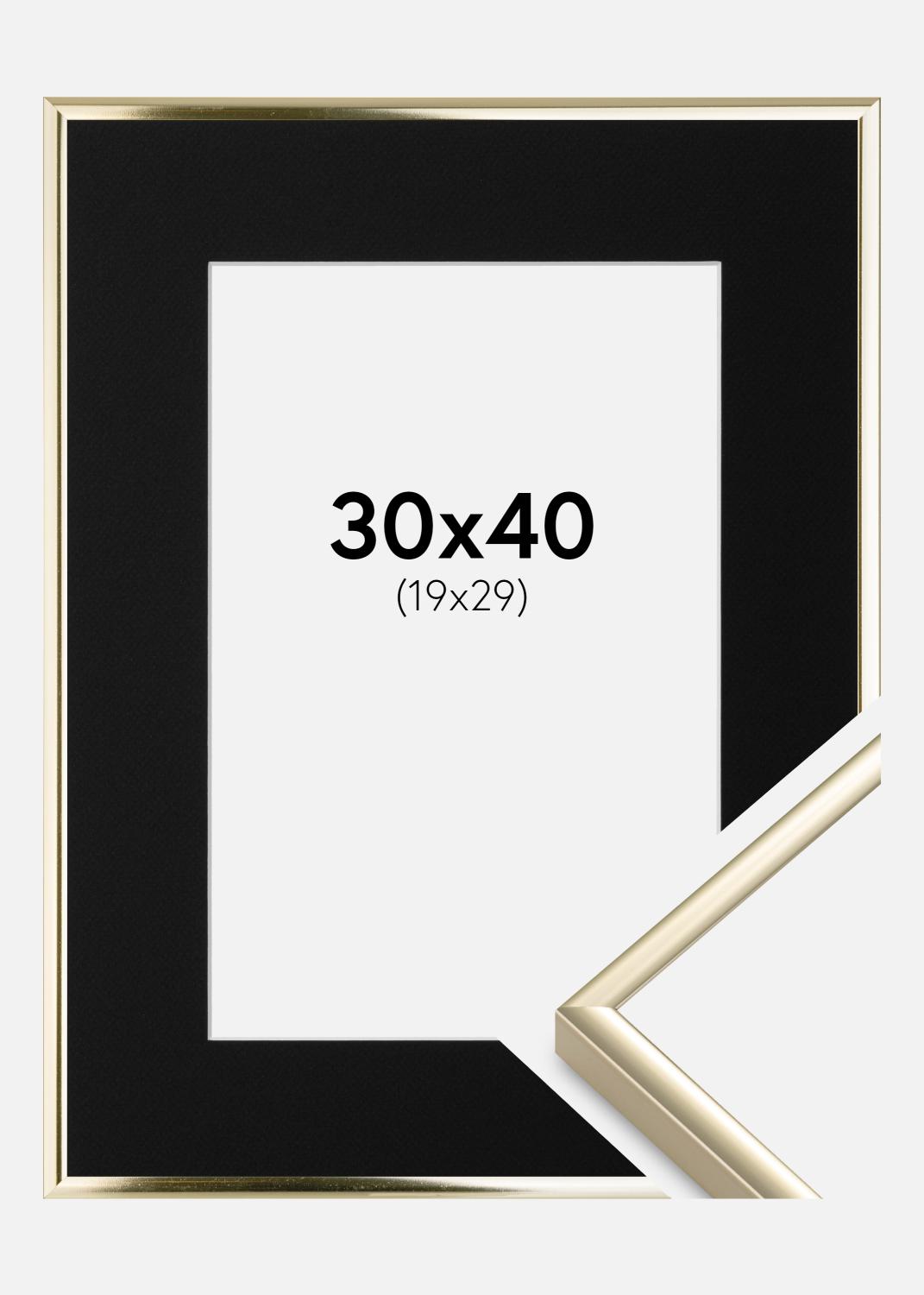 Product Image for Cadre Aluminium Brillant Or 30x40 cm - Passe-partout Noir 20x30 cm
