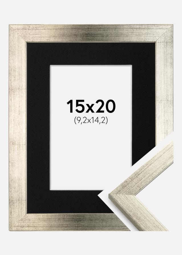 Cadre Stilren Argent 15x20 cm - Passe-partout Noir 4x6 pouces