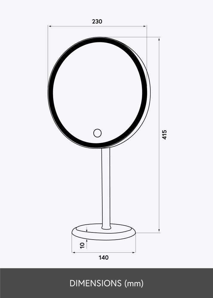 KAILA Miroir de maquillage Pillar LED Magnifying 20 cm Ø