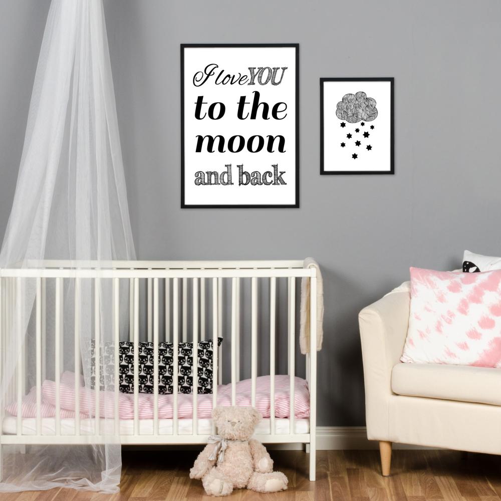 I love you to the moon and back- Svart Poster