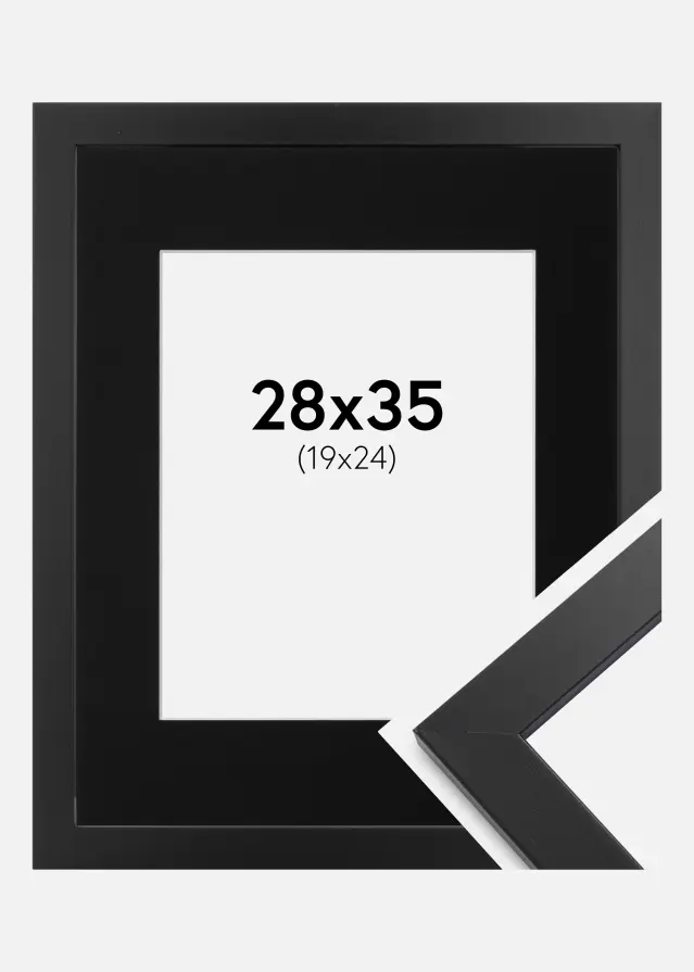Cadre Black Wood 28x35 cm - Passe-partout Noir 20x25 cm