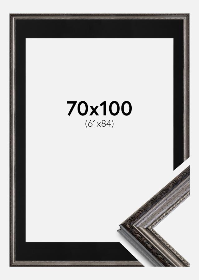 Cadre Abisko Argent 70x100 cm - Passe-partout Noir 62x85 cm