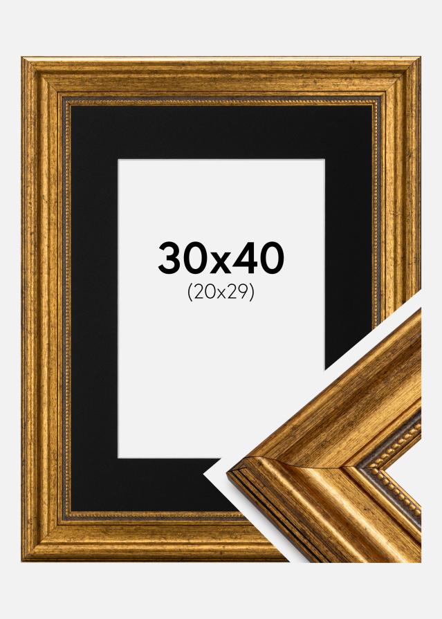 Cadre Rococo Or 30x40 cm - Passe-partout Noir 21x30 cm