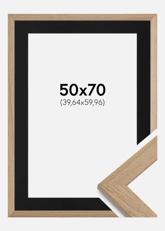 Cadre Trendline Chêne 50x70 cm - Passe-partout Noir 16x24 pouces