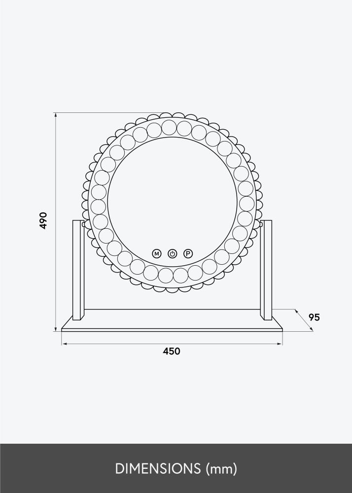 KAILA Miroir de maquillage Crystal LED 46x58 cm