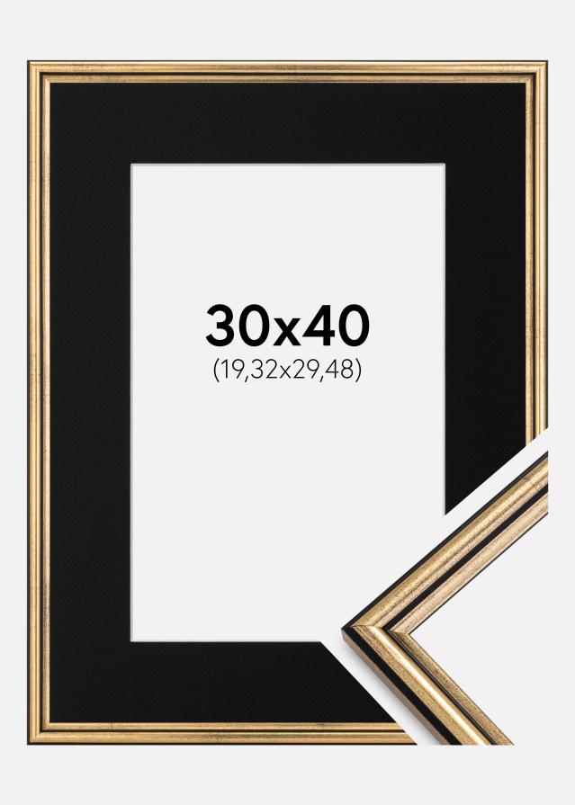 Cadre Horndal Or 30x40 cm - Passe-partout Noir 8x12 pouces